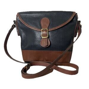Latico By Velez Black Pebbled Leather Brown Accents Festival Boho Crossbody Bag